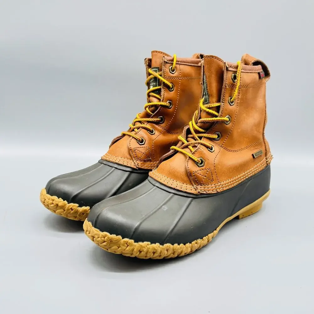 G H Bass Boots Mens Size 8 Waterproof Duck Leather Rubber Sole Outdoor Hiking
